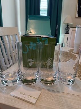 Kate Spade x Lenox 4 crystal drink glasses - Lucky series